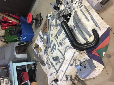 Primed parts and painted exhaust