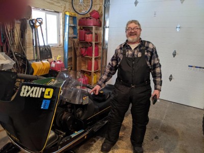 Windshield repair in Gary's garage.