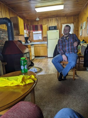 Nick Freatman at the cabin on Big St.