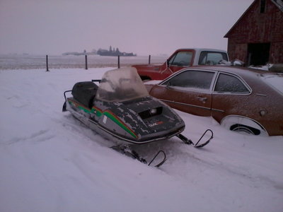 Next to an old Pinto &quot;runabout&quot; out on the farm