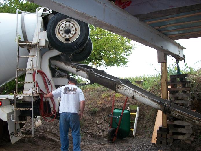 Concrete Truck pouring new footer